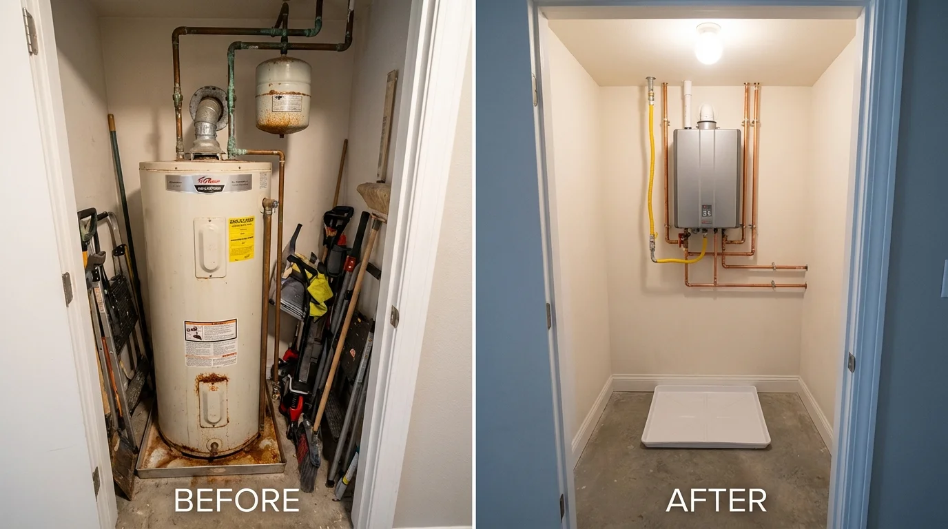 Tank water heater versus wall-mounted tankless unit comparison for Demarest, NJ homeowners